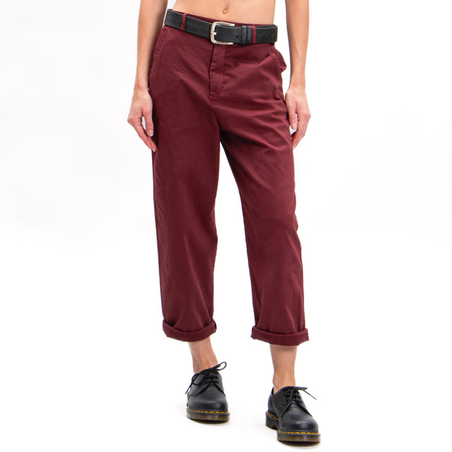 Zeroassoluto-Pantalone LORY baggy cotone elasticizzato - vino