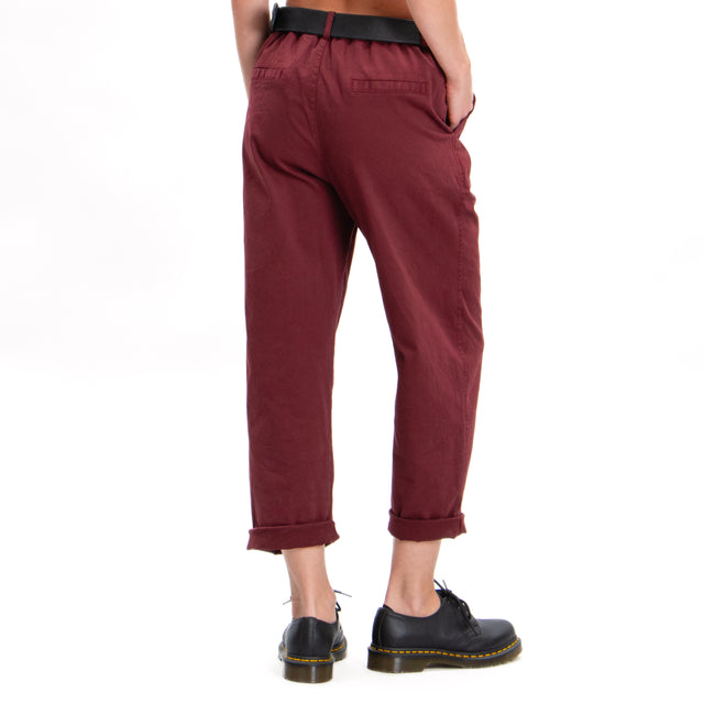 Zeroassoluto-Pantalone LORY baggy cotone elasticizzato - vino