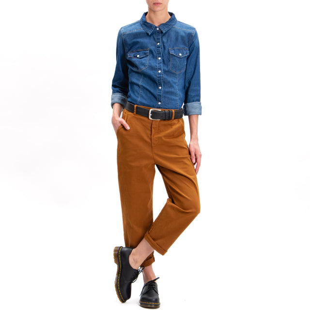 Zeroassoluto-Pantalone LORY baggy cotone elasticizzato - whiskey