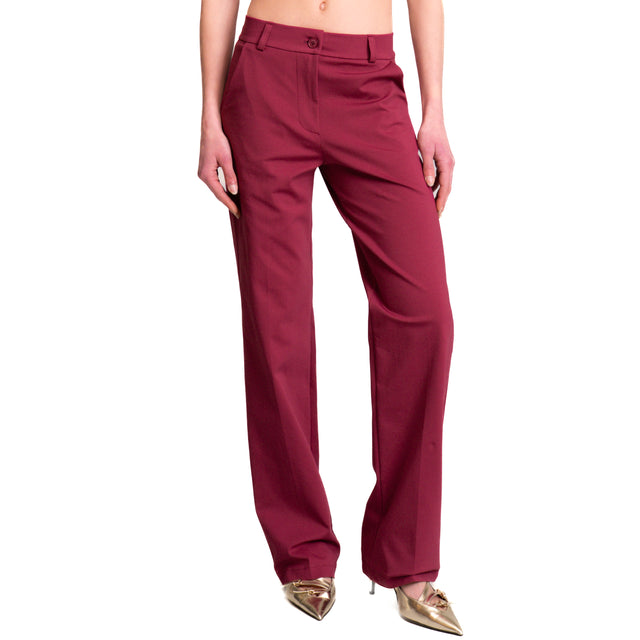 Zeroassoluto-Pantalone BELLE straight fit punto milano - cherry