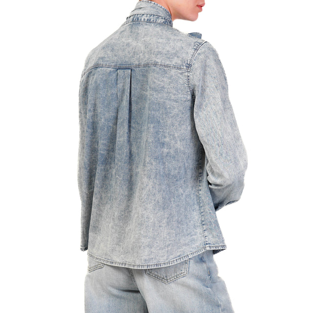 Zeroassoluto-Camicia CARRIE con fiocco stone wash - denim