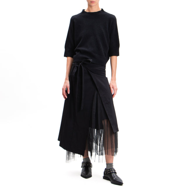 Zeroassoluto-Tulle Wrap Skirt - Black