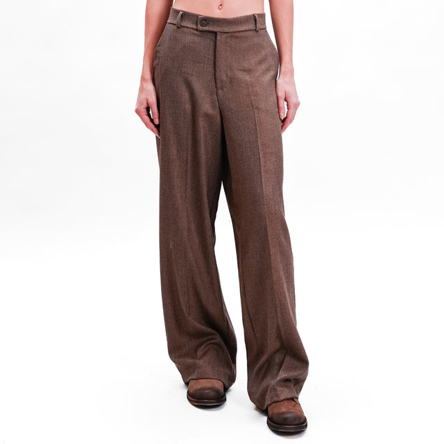 Zeroassoluto-Pantalone GENDER wide leg genderless - diagonale camel/moro