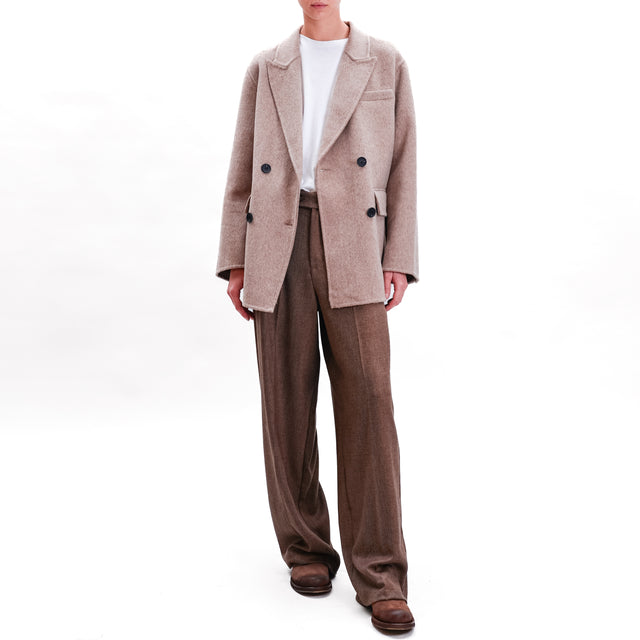 Zeroassoluto-Pantalone GENDER wide leg genderless - diagonale camel/moro