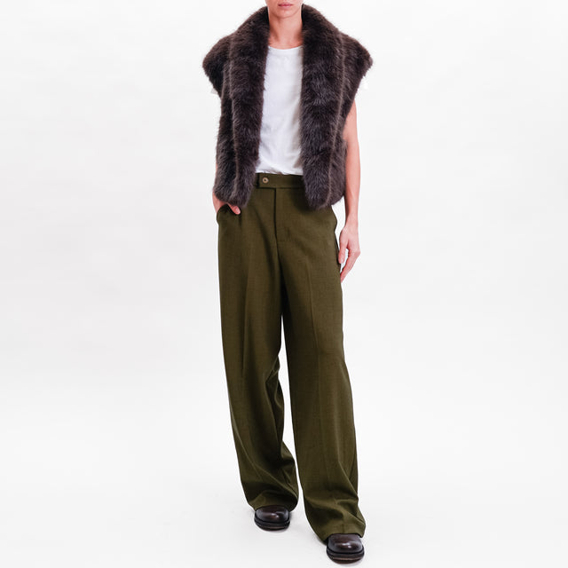 Zeroassoluto-Pantalone GENDER wide leg genderless - olive melange