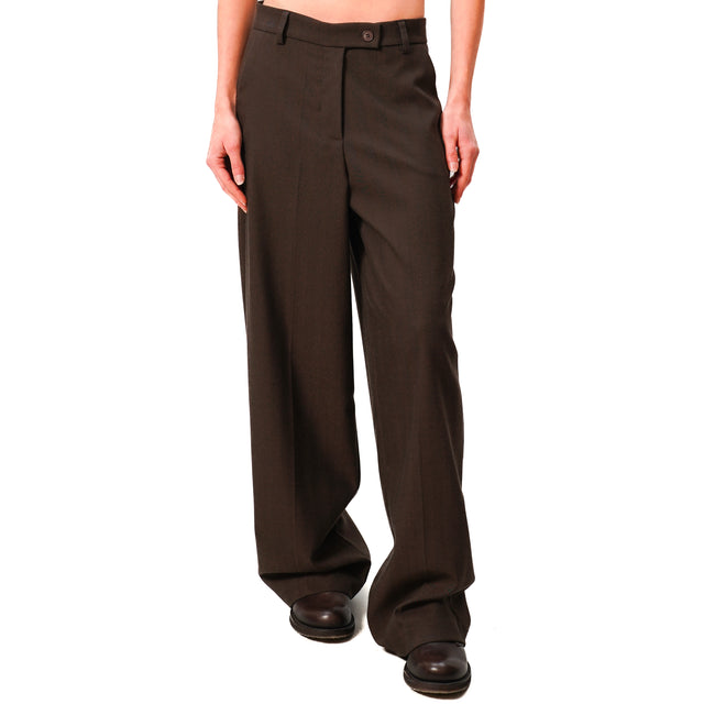 Zeroassoluto-Pantalone GENDER wide leg genderless - spinato moro