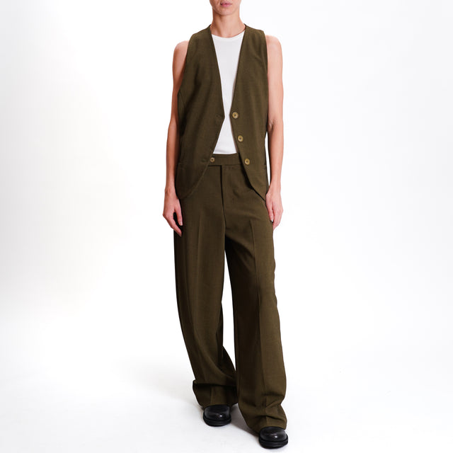 Zeroassoluto-Pantalone GENDER wide leg genderless - olive melange