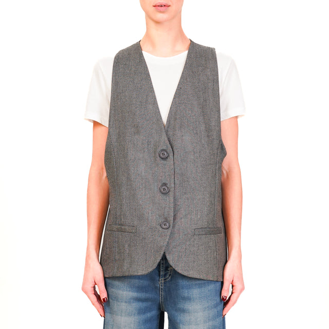 Zeroassoluto-GILY 3-button waistcoat - beige/anthracite diagonal