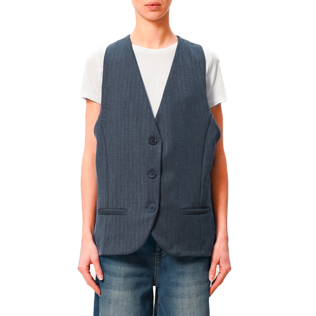 Zeroassoluto-Gilet GILY 3 bottoni - spinato blu