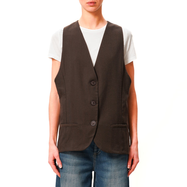 Zeroassoluto-Gilet GILY 3 bottoni - spinato moro