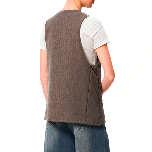 Zeroassoluto-Gilet GILY 3 bottoni - spinato tortora