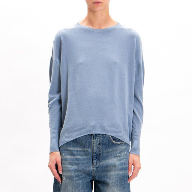 Zeroassoluto-Ribbed cuff crewneck sweater - dust