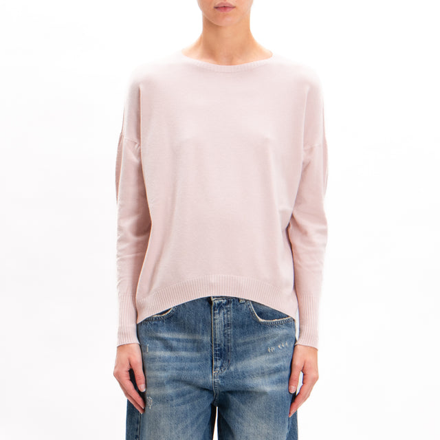 Zeroassoluto-Ribbed cuff crewneck sweater - pink