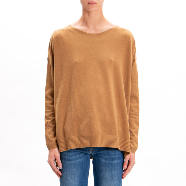 Zeroassoluto-Oversized shirt with side slits - biscuit