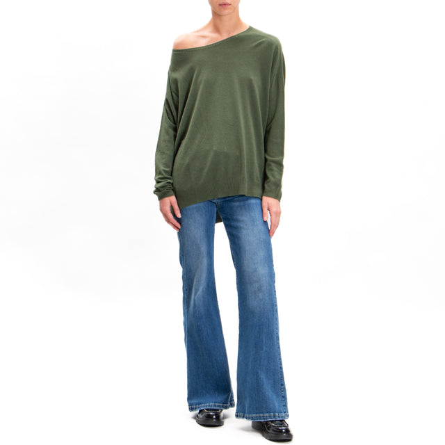 Zeroassoluto-Oversized shirt with side slits - military