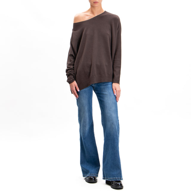 Zeroassoluto-Oversized shirt with side slits - dark brown