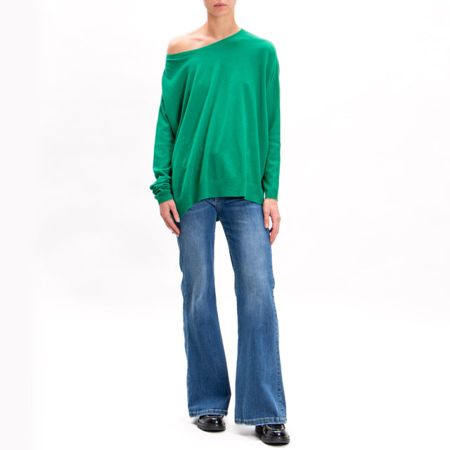 Zeroassoluto-Oversized shirt with side slits - GREEN