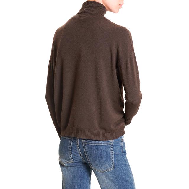 Zeroassoluto-High neck sweater - dark brown