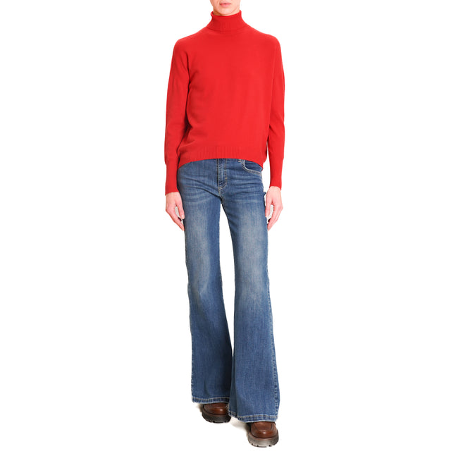 Zeroassoluto-High neck sweater - red