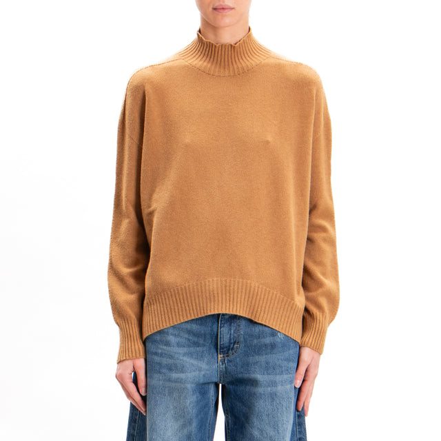 Zeroassoluto-Ribbed collar sweater - biscuit