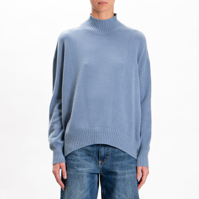 Zeroassoluto-Ribbed collar fitted sweater - dust