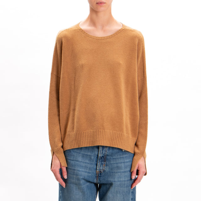 Zeroassoluto-Side slit box jersey - biscuit