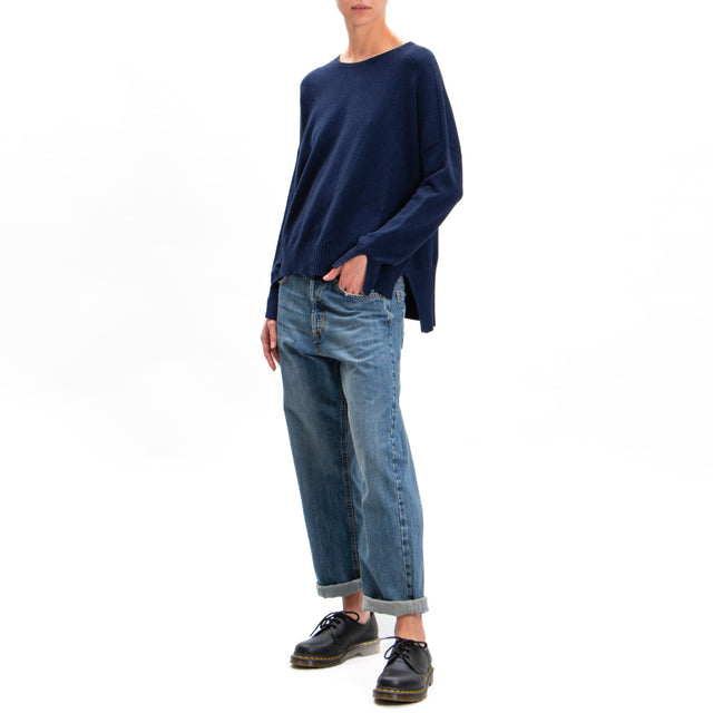 Zeroassoluto-Side slit box jersey - blue