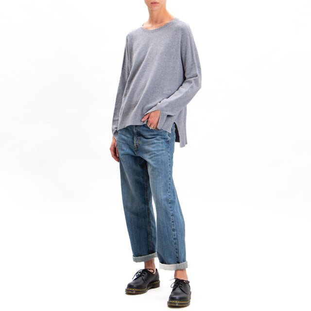 Zeroassoluto-Side slit box jersey - grey