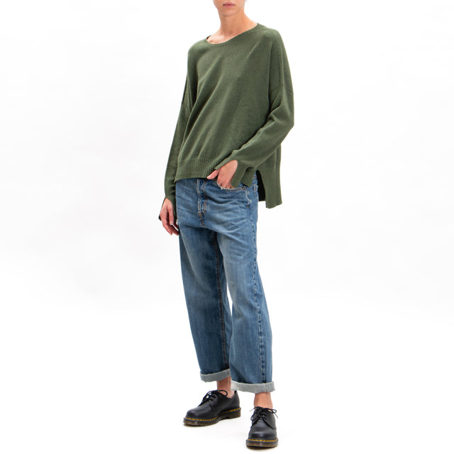 Zeroassoluto-Side slit box jersey - military