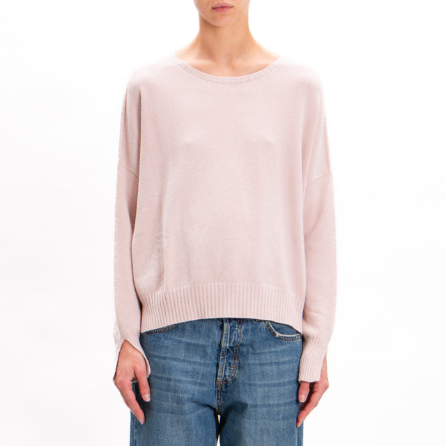 Zeroassoluto-Side slit box jersey - pink