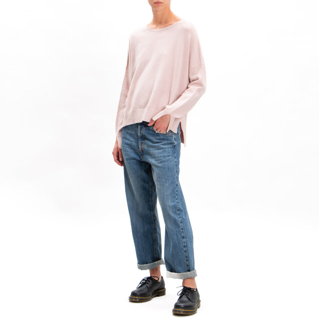 Zeroassoluto-Side slit box jersey - pink