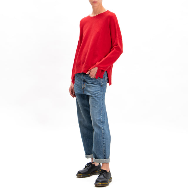 Zeroassoluto-Side slit box jersey - red