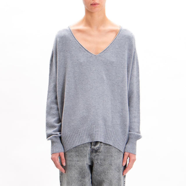 Zeroassoluto-V-neck box sweater - grey