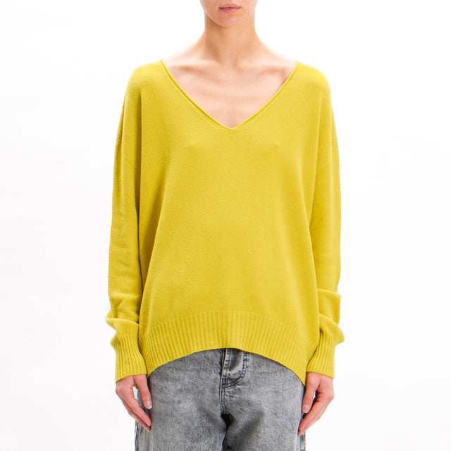 Zeroassoluto-V-neck box sweater - lime