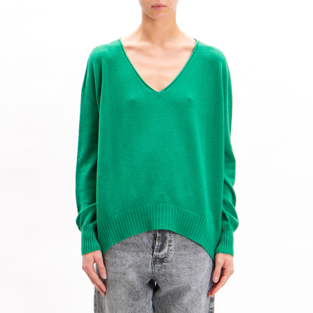 Zeroassoluto-V-neck box jersey - GREEN