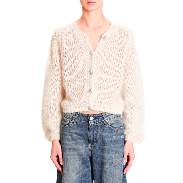 Zeroassoluto-Mohair cardigan with jewel buttons - butter