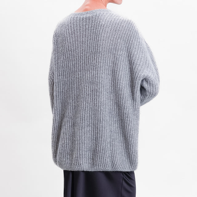 Zeroassoluto-Maglia over misto mohair manica 3/4 - grigio