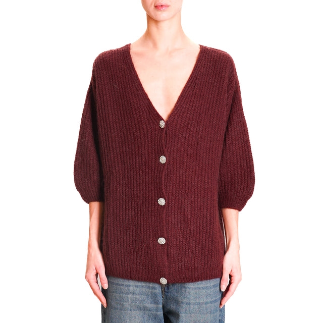 Zeroassoluto-Mohair cardigan with jewel buttons - Bordeaux