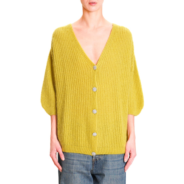 Zeroassoluto-Mohair cardigan with jewel buttons - lime