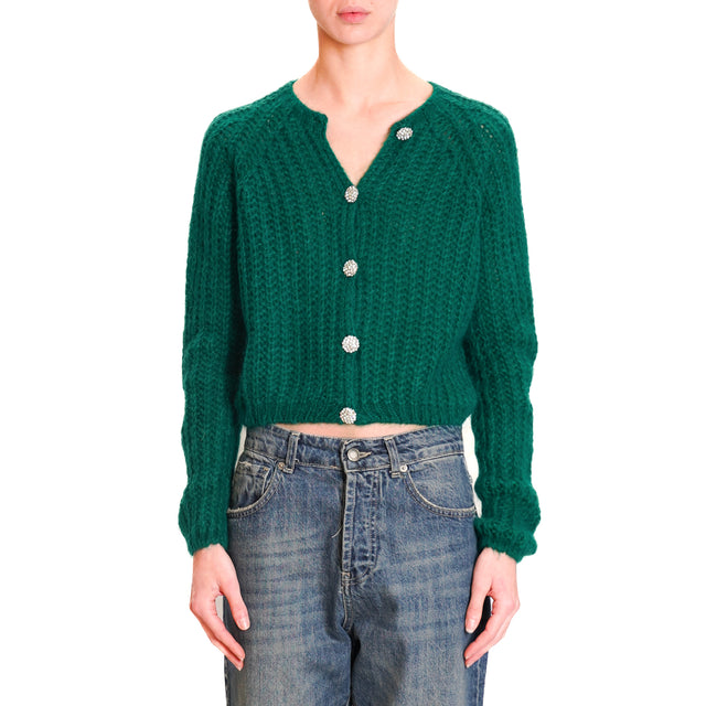 Zeroassoluto-Mohair cardigan with jewel buttons - emerald