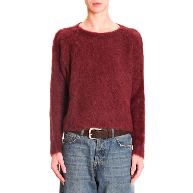 Zeroassoluto-Mohair Crewneck Sweater - Bordeaux