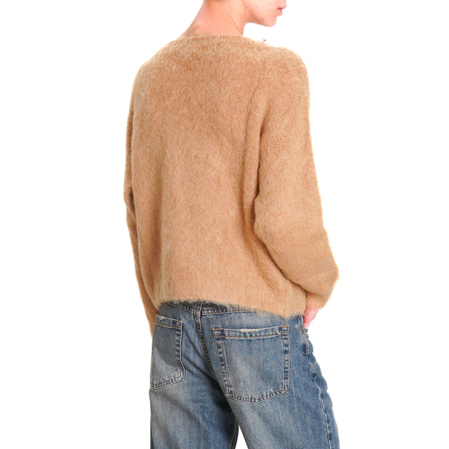 Zeroassoluto-Mohair Crewneck Sweater - Camel