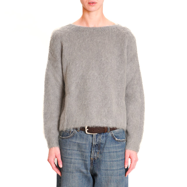 Zeroassoluto-Mohair Crewneck Sweater - Grey