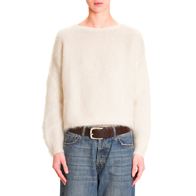 Zeroassoluto-Mohair Crewneck Sweater - Cream