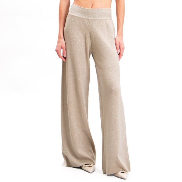 Zeroassoluto-Lurex knitted trousers - sand