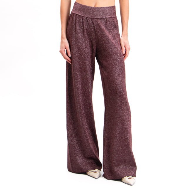 Zeroassoluto-Lurex knitted trousers - wine