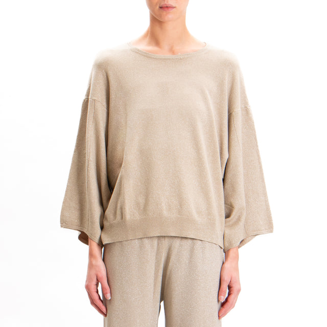 Zeroassoluto-Maglia scatola lurex manica ampia - sand