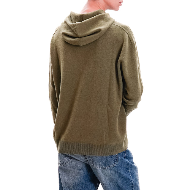 Zeroassoluto-Maglia con cappuccio 100% lana SOFT - militare