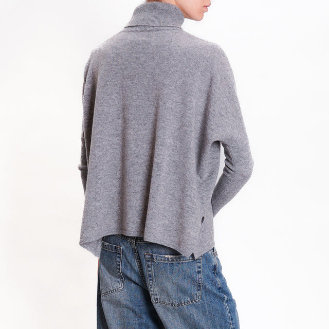 Zeroassoluto-Maglia scatola collo alto 100% lana SOFT- grigio melange