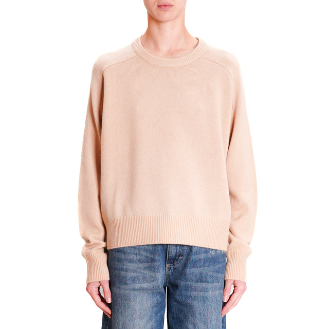 Zeroassoluto-Double thread box sweater 100% SOFT wool - beige